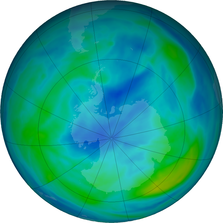 Antarctic ozone map for 21 March 2017